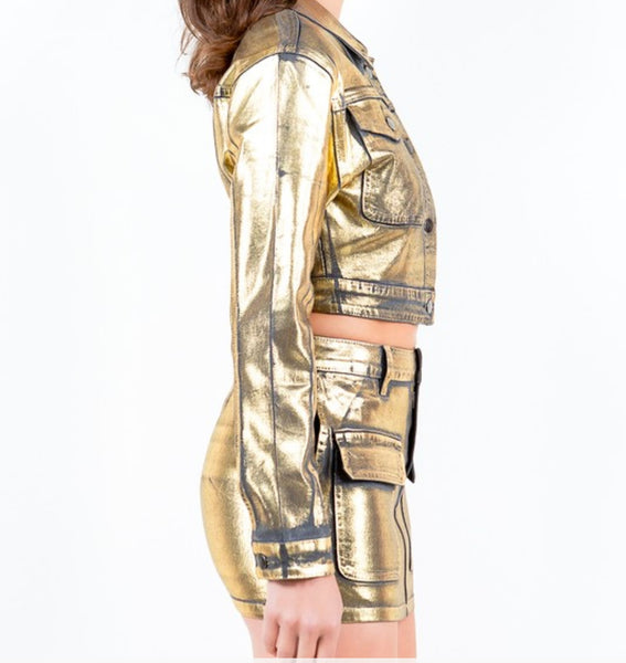 Metallic Crop Jacket