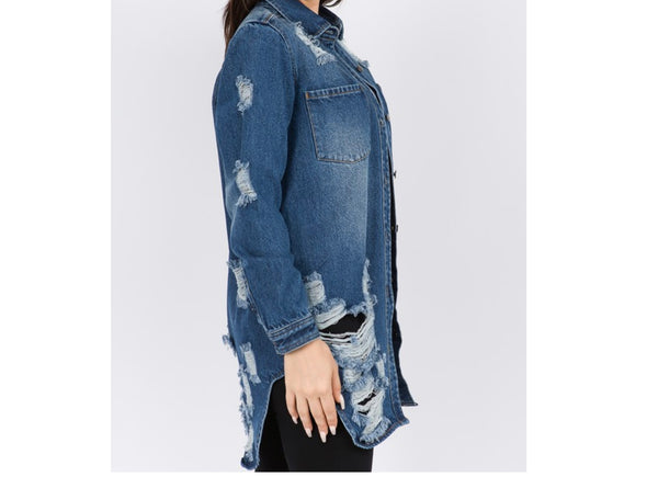 Long Denim Shirt Jacket