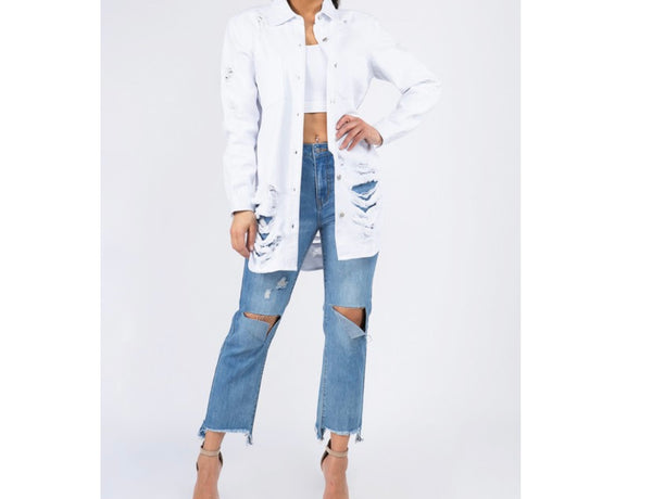 Long Denim Shirt Jacket