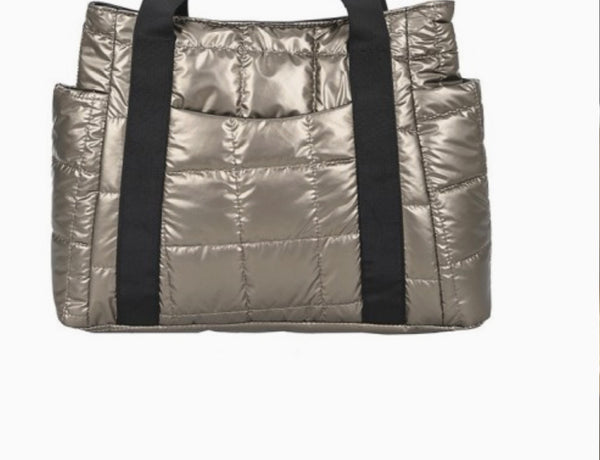 Quilted Metallic Puffy Tote