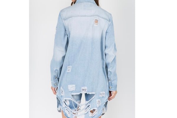 Long Denim Shirt Jacket