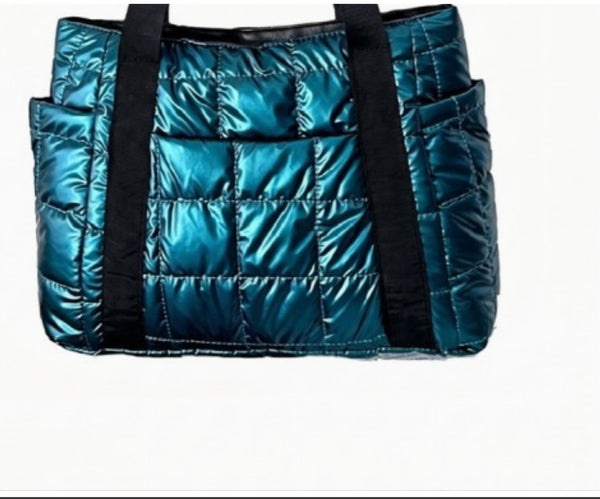 Quilted Metallic Puffy Tote