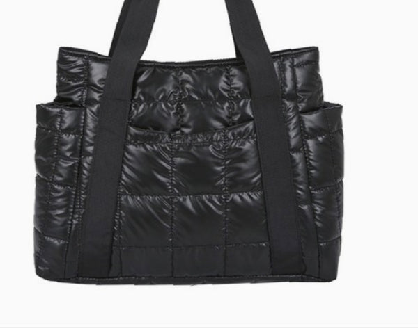 Quilted Metallic Puffy Tote