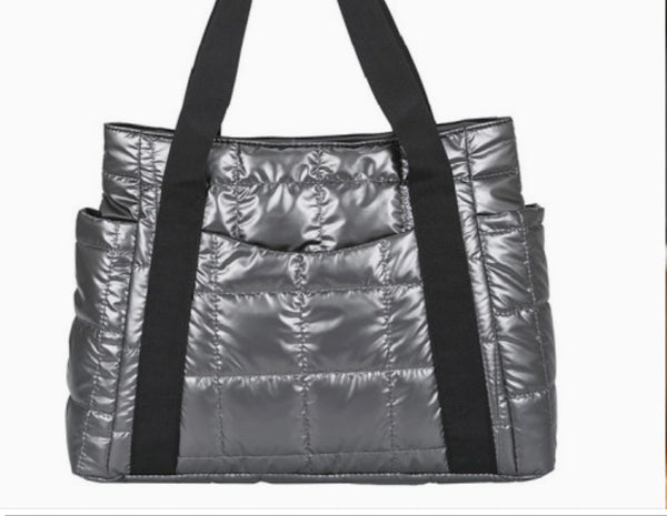 Quilted Metallic Puffy Tote