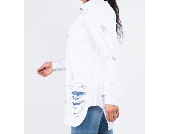Long Denim Shirt Jacket